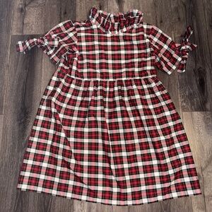 Elizabeth Wilson Christmas Tartan ruffle collar dress